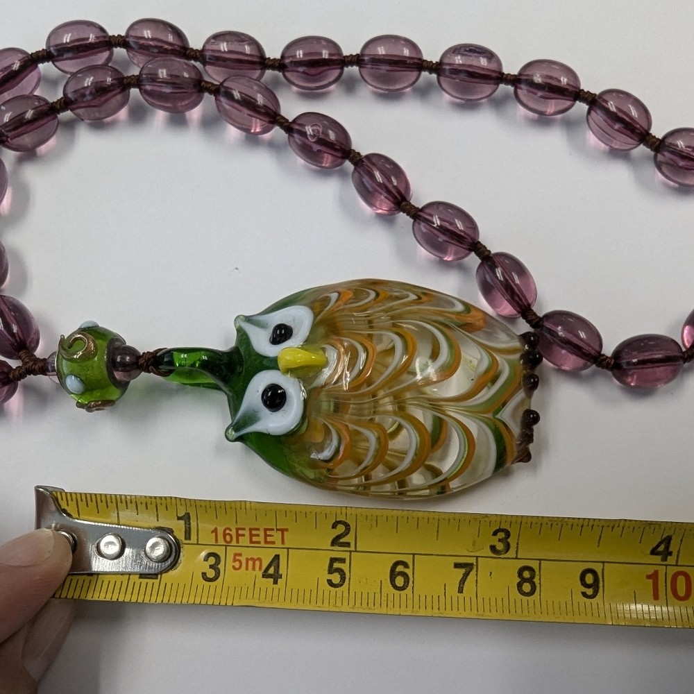 EVC LARGE GLASS OWL NECKLACE - Picture 4 of 9